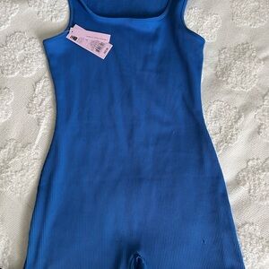 Activewear Blue Ribbed Bodysuit